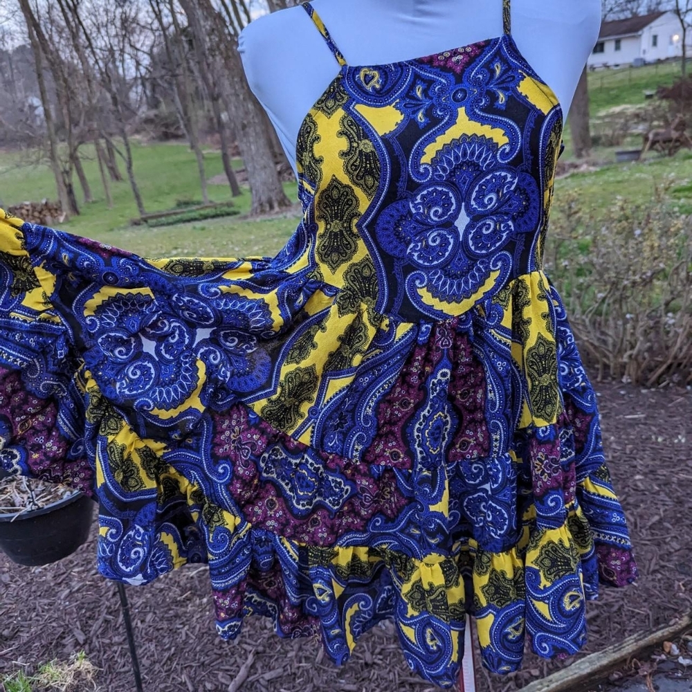 Trippy psychedelic flowy polyester dress size small